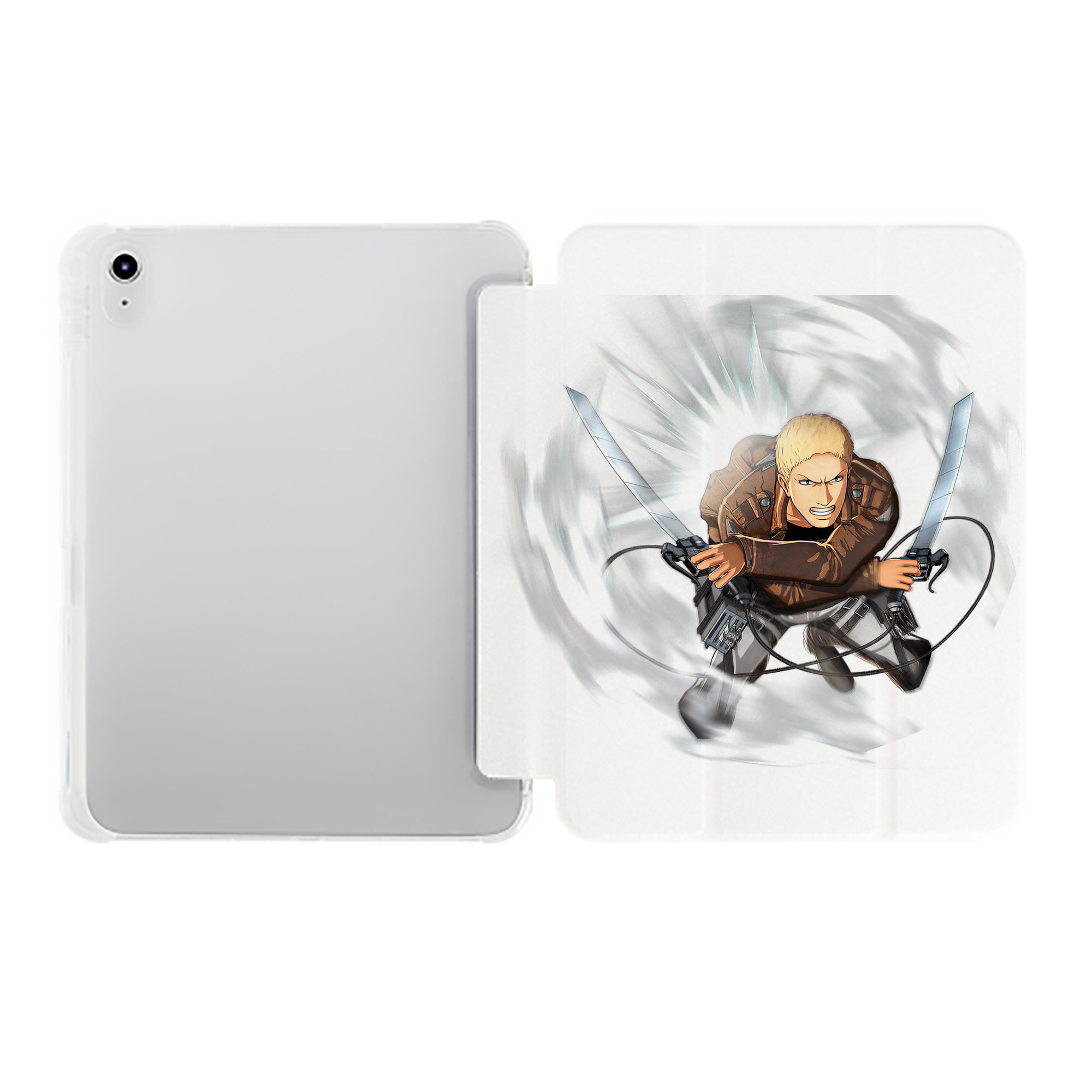 （画像用） 進撃の巨人 ライナー・ブラウン Attack on Titan Reiner Braun IPad ケース ペン収納付き 三つ折りスタンド PUレザー×シリコン 対応機種9.5/10.5/10.9インチ